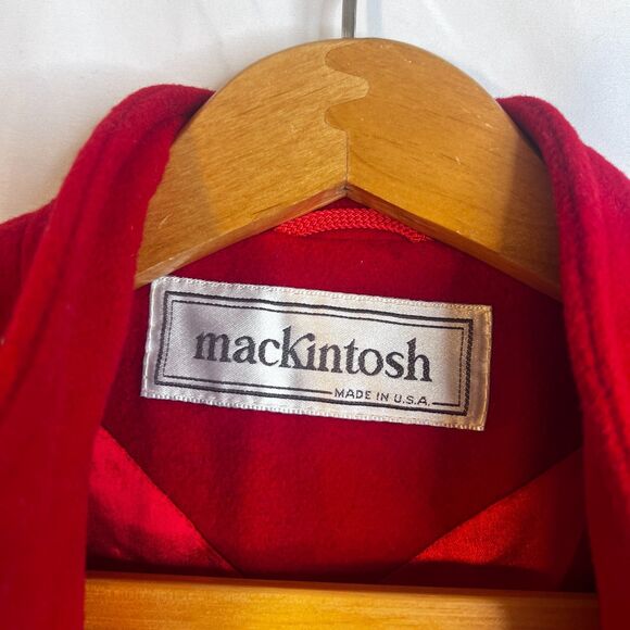 Mackintosh 100% Wool Trench PeaCoat Classic Chic Bold Power Red Size M/L* Petite - Picture 10 of 12